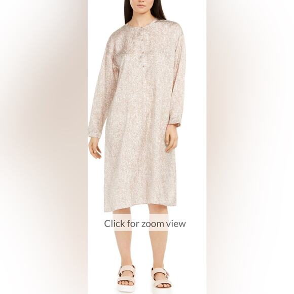 EILEEN FISHER Womens Long Sleeve Crew Neck Knee Length Shift Dress  Small Silk - Picture 1 of 7